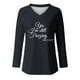 thumbnail image 4 of KIHOUT - Blusas casuales para mujer, liquidación 2024, moda clásica, estampado de letras, cuello en V, blusas básicas holgadas, camisetas de manga larga, blusas tipo túnica para otoño, 4 of 4