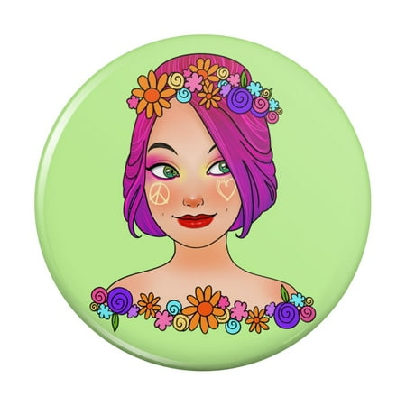 

Classy Modern Day Hippie Flower Child Kitchen Refrigerator Locker Button Magnet