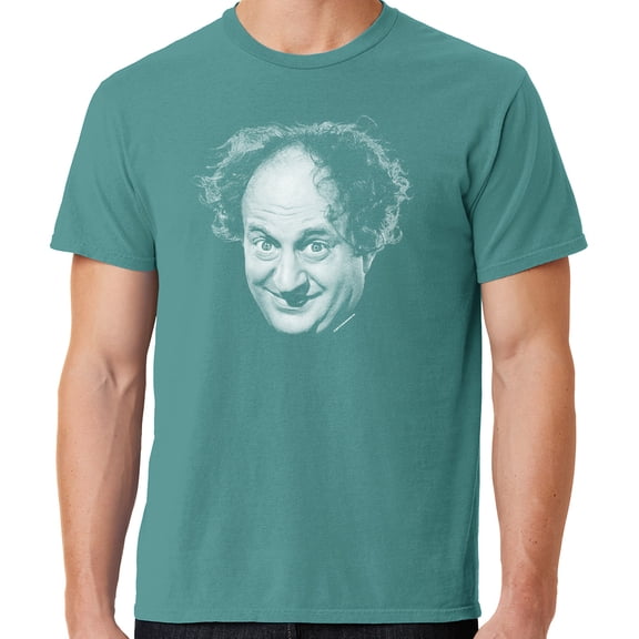 Mens Larry Fine Face Three 3 Stooges Tee Shirt, Large Peacock Green