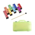 thumbnail image 1 of 8-note Xylophone Colorful Glockenspiel Removable Rainbow Color Metal Plates Resonator With Plastic Banmo, 1 of 5