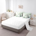 thumbnail image 5 of jejeloiu Cute Flower Floral 7pcs Bedding Comforter Set,Modern Aesthetic Glass Queen Bedding Sets,Green White Queen Sheet Sets For Men Women,Luxury Bedroom Decor Reversible, 5 of 8
