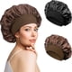 thumbnail image 1 of 2 pieces satin night cap, satin night cap, silk night cap night cap for women (black, coffee), 1 of 5