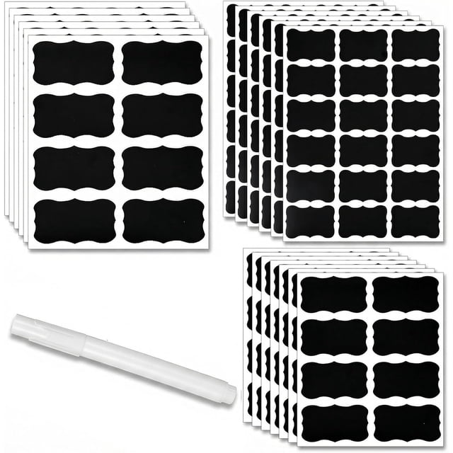 230pcs Chalkboard Labels Removable Chalk Sticker for Jars Containers Storage Bins Waterproof Reusable Blackboard Stickers with 1 Liquid Chalk Markers for Jars Food Containers and Pantry Storag
