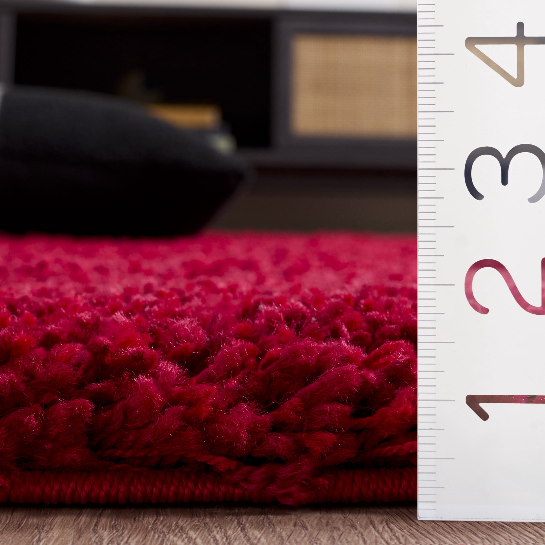 Safavieh California Plush Solid Shag Area Rug, Red, 9' x 9' Square