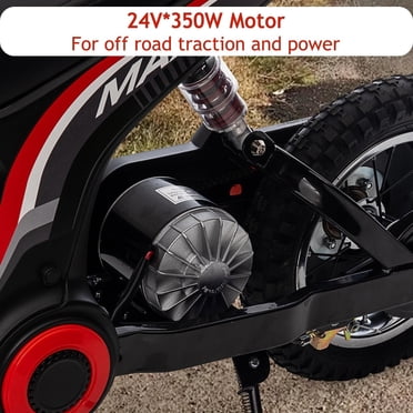 Kids Electric Off-Road Motorcycle, 36V 350W Ride On Electric Motorcycle With Training Wheels, Spring Suspension, Led, Music, White
