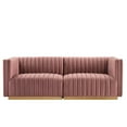 thumbnail image 3 of Modway Conjure Channel Tufted Performance Velvet Loveseat in Gold Dusty Rose, 3 of 10