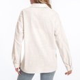 thumbnail image 4 of Kovlvoll Womens Long Sleeve Tops Cotton Linen Lapel Collared Button up Shirts Summer Lightweight Solid Color T-Shirt, 4 of 7