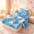 thumbnail image 2 of Manfei Festive Christmas Twin Sheets,Snowman Penguin Deer Animals Bedding,Blue White,3pcs,1 Flat Sheet,1 Fitted Sheet and 1 Pillowcase, 2 of 6