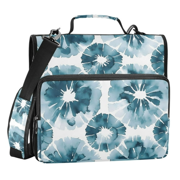 ALAZA Zipper Binder Tie-dye Blue 3 Ring Trapper Keeper File Folder Organizer Bag