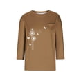 thumbnail image 4 of Fall Saving!QUINDOS Graphic Tees Women 3/4 Sleeve Tops for Women Casual Khaki with Pocket Crew Neck Classic Fit Tops, 4 of 5