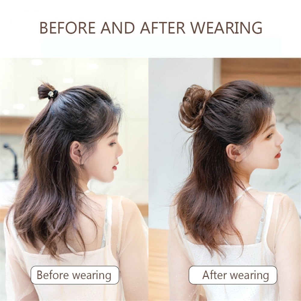 Space Buns Hair Pieces Synthetic Claw Clip in Mini Hair Scrunchies Extension