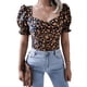 thumbnail image 2 of Blusa de manga corta abullonada para mujer, blusa sexy de manga corta abullonada para mujer, blusa fruncida para mujer, diseño personalizado, 2 of 6