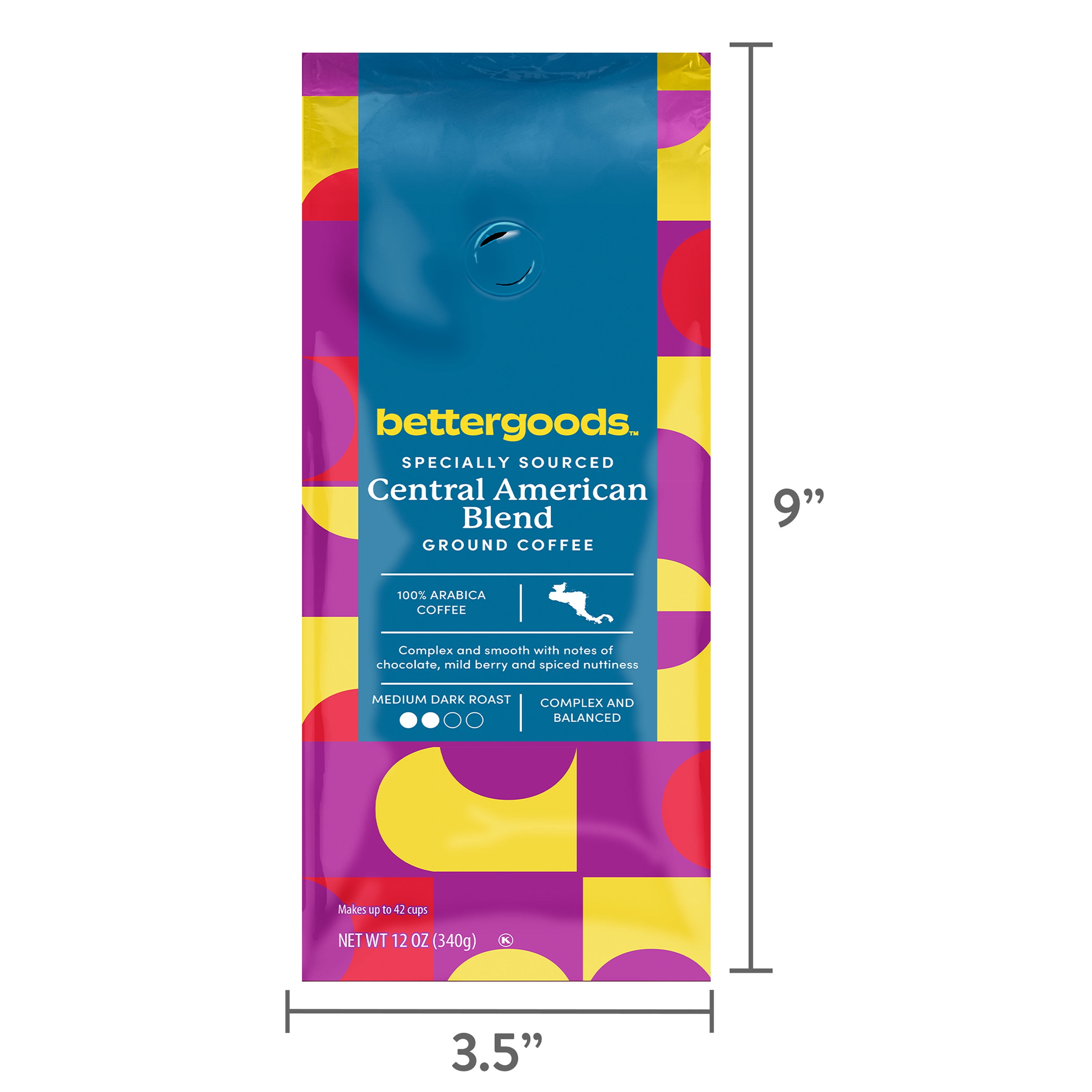 (6 pack) bettergoods Specially Sourced Central American Blend Ground Coffee, Medium Dark Roast, 12 oz