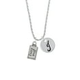 thumbnail image 2 of Delight Jewelry Silvertone Live Long Silvertone Script Initial Disc - J - Charm Necklace, 20"+3", 2 of 4