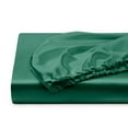thumbnail image 5 of Twin Satin Fitted Sheet Dark Green - Silky Smooth Cooling Bed Bottom Sheet for Teens, Deep Pocket, 5 of 5