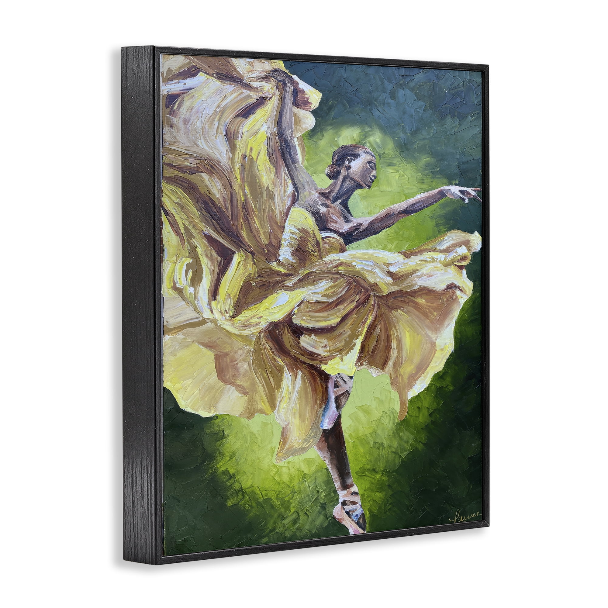 Stupell Industries Primavera Ballet Dancer Black Framed Giclee Art, design by Lauren Luna