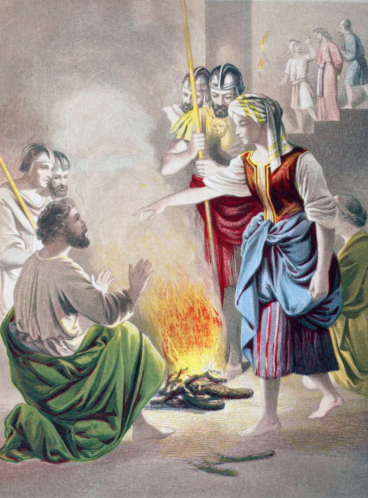Peter Denies Knowing Jesus When Asked By The High Priests Servant Girl From The Holy Bible Published By William Collins Sons & Company In 1869 Chromolithograph By JM Kronheim & Co Canvas Art - Ken Wel