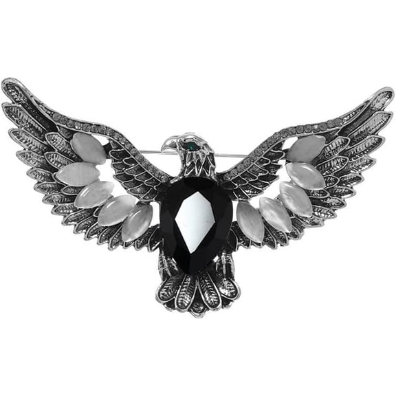 Rhinestone Eagle Bird Brooch Pin for Women Men Vintage Teardrop Green Crystal Eye Flying Animal Brooches Lapel Elegant Hat Bag Suit Costume Accessories Jewelry Father Friend