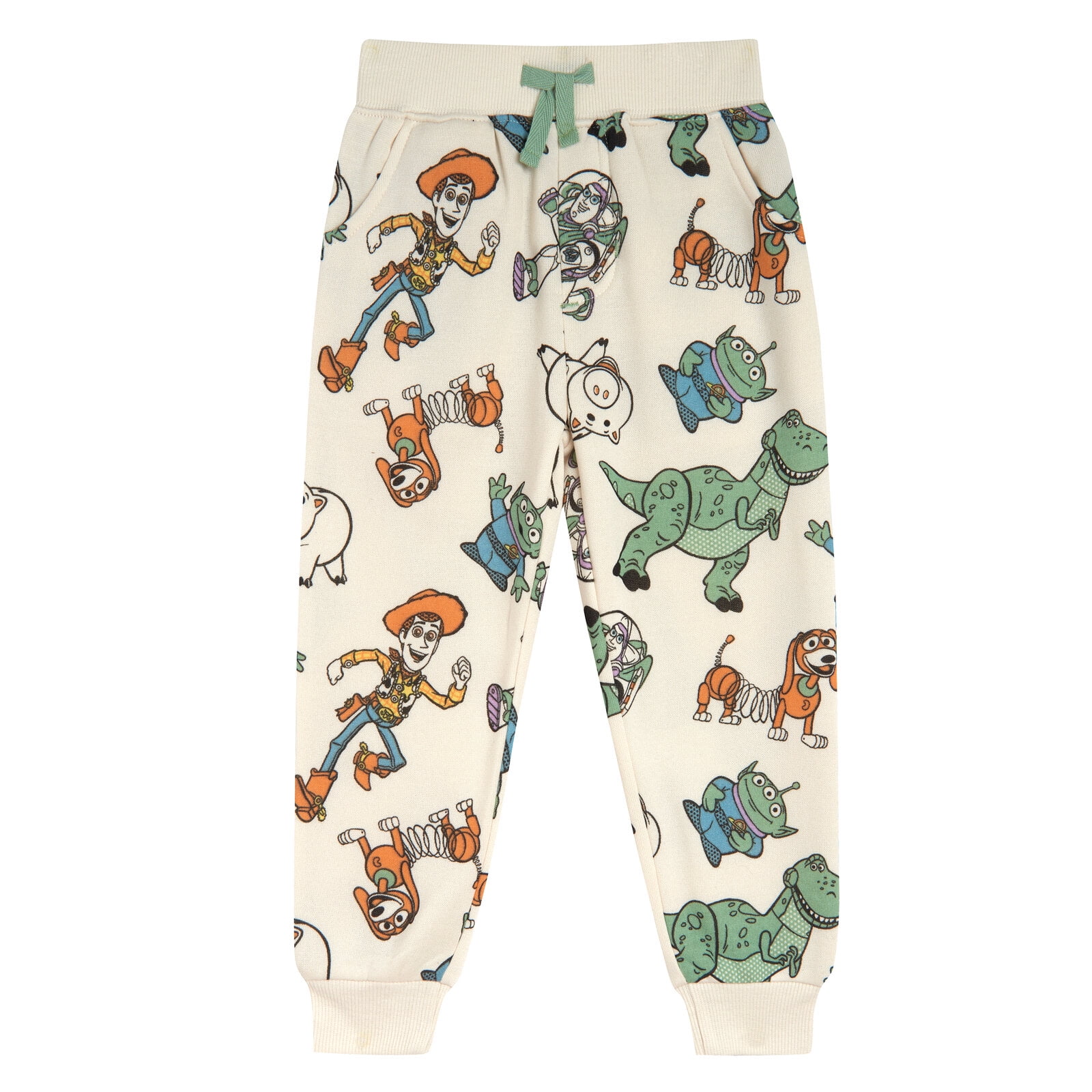 Disney Toy Story Toddler Boys' Fleece Jogger Pants 2-Pack Woody Buzz Ivory Blue
