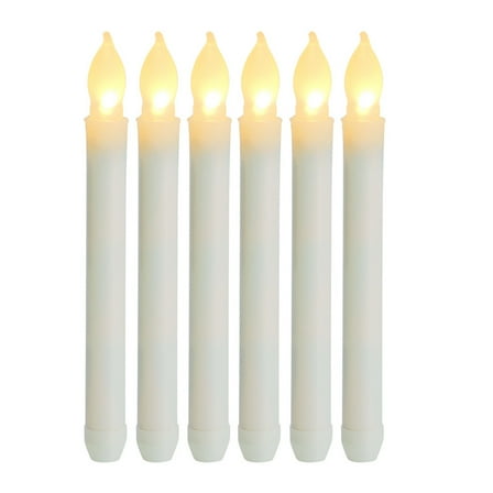 ITSELFER 6Pcs Flickering LED Taper Candles Long Candle Light Wedding Christmas Holiday Decor