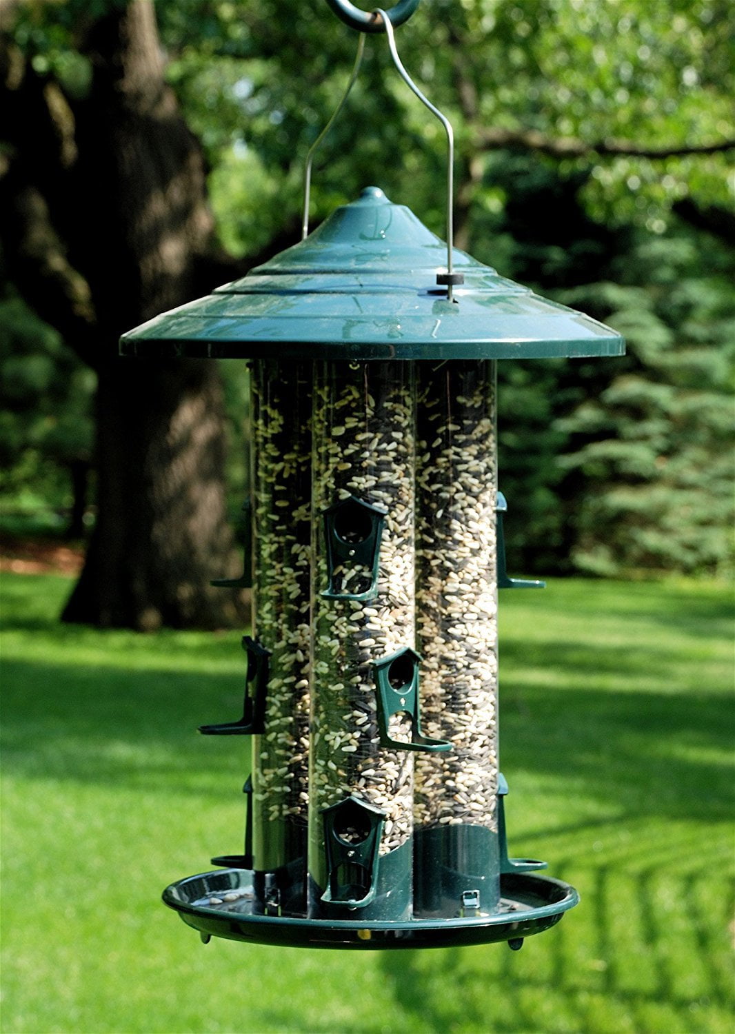 WoodLink Triple Tube Bird Seed Feeder, Multiple Tube Feeder with 9 Ports, EZ Clean Design