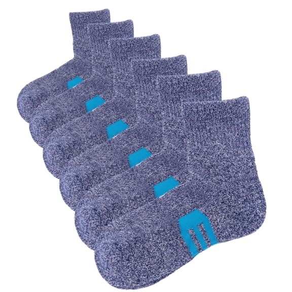 Kodal Copper Added Ankle Athletic Socks Arch Compression Support Running Socks Anti-sweaty Odor Free Comfortable Cushion 6 Pairs Blue