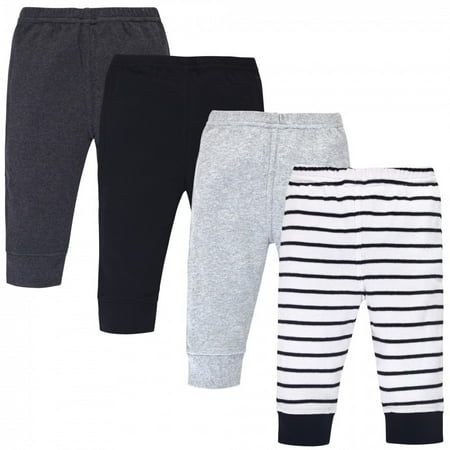 

Touched by Nature Baby and Toddler Organic Cotton Pants 4pk Gray Black Stripe 6-9 Months