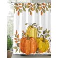 thumbnail image 2 of Fsddascl Orange Pumpkins Shower Curtain Set - Long 72" x 84" Washable Bathtub Curtain with 12 Hooks, Fall Yellow Leaves Country Pastoral Waterproof Fabric Stall Shower Curtains for Bathroom/Bathtub, 2 of 6