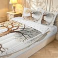 thumbnail image 3 of Homewish Minimalist Nature Tree Zipper Queen Comforter Set with Fitted Sheet and 2 Pillowcases,Gray Gold Tie Dye Zipper Bedding Set,Reversible,4pcs, 3 of 8