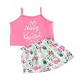 thumbnail image 1 of Ensemble de Pâques pour Bébé Fille Mignon Imprimé Bunny Débardeur Sans Manches Shorts, 1 of 6