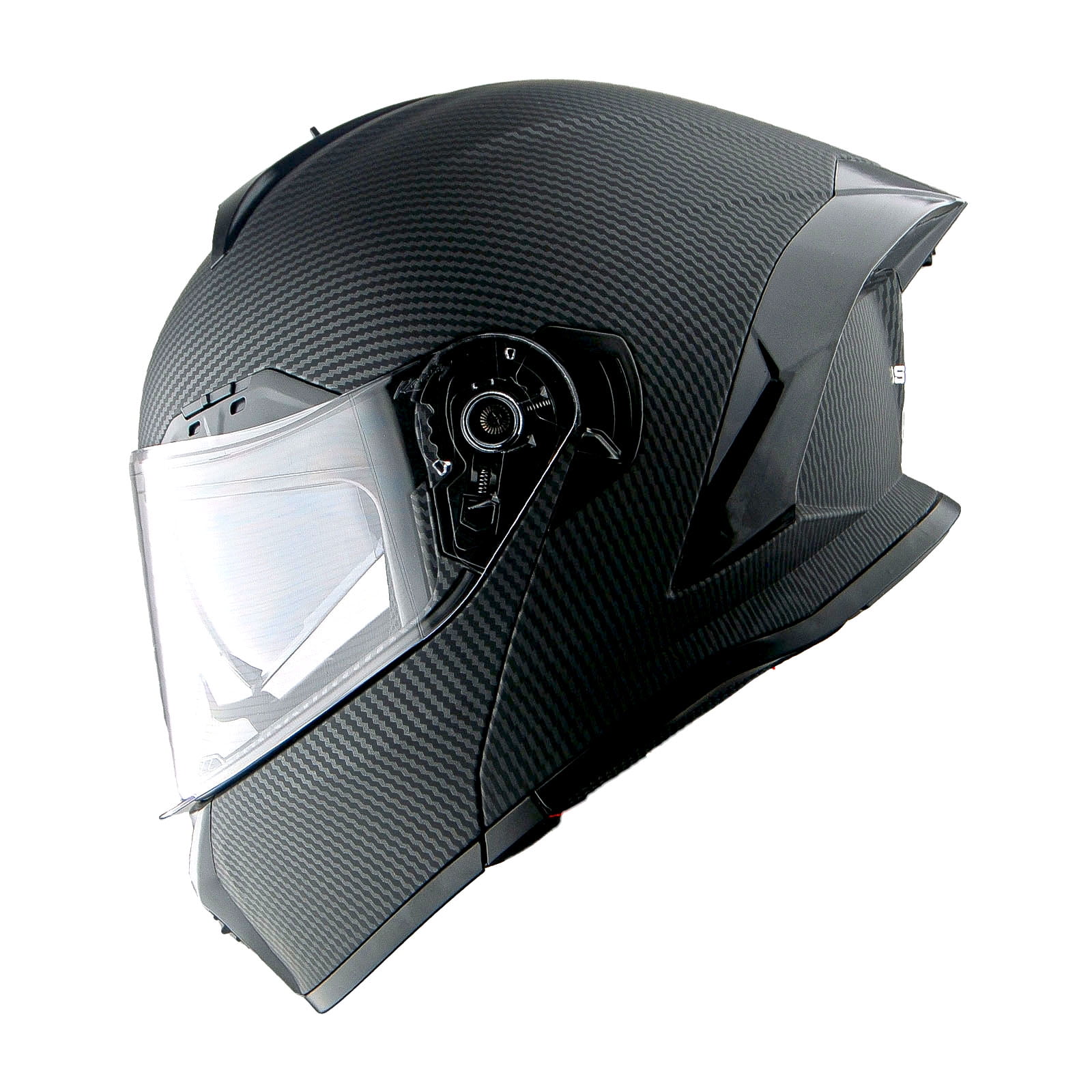 1Storm New Motorcycle Bike Modular Full Face Helmet Dual Visor Sun Shield: NOLED-X90 Carbon Fiber Black