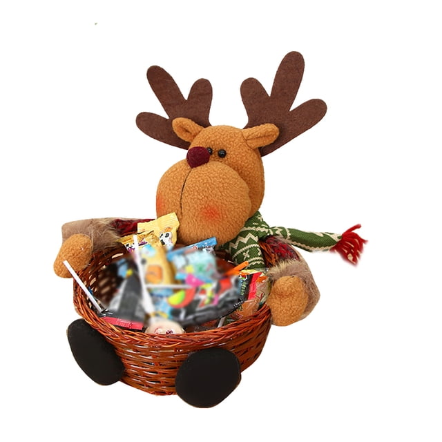 Canasta de dulces navideños Papá Noel Muñeco de nieve Ciervos Niños Fruta pequeña Soporte de decoración de mesa Inevent JR0904-03