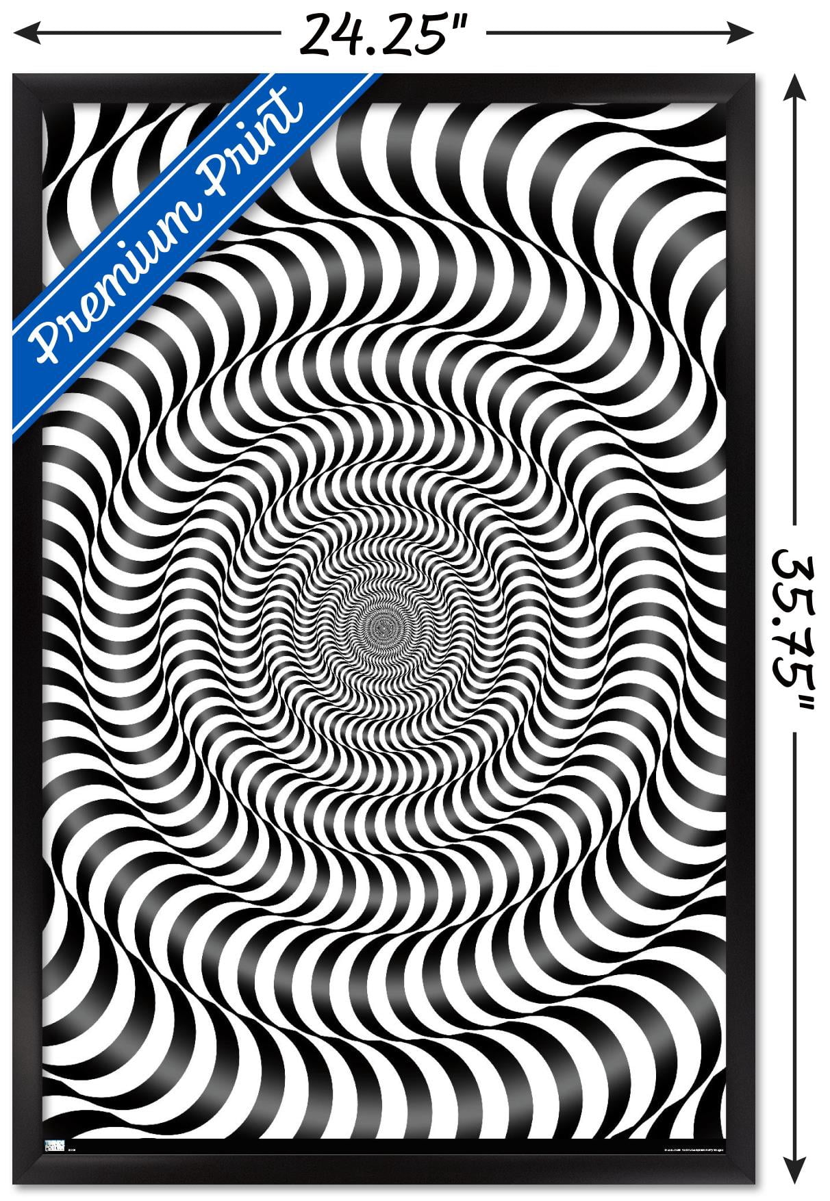 Zebra Stripe Optical Illusion Wall Poster, 22.375" x 34" Framed
