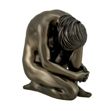3.5 Inch Pewter Statue - Bronze Finish Kneeling Female Statue 4 1/4 Inches Tall