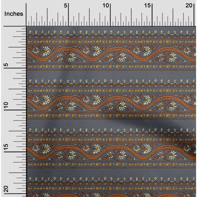 oneOone Cotton Poplin Fabric Leaves & Floral Block Print Sewing Fabric BTY 56 Inch Wide