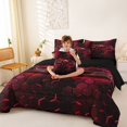 thumbnail image 4 of Manfei Sports Car 7-Piece King Bedding,Abstract Sport Art King Bed in a Bag,Red,Black Reversible, 4 of 7