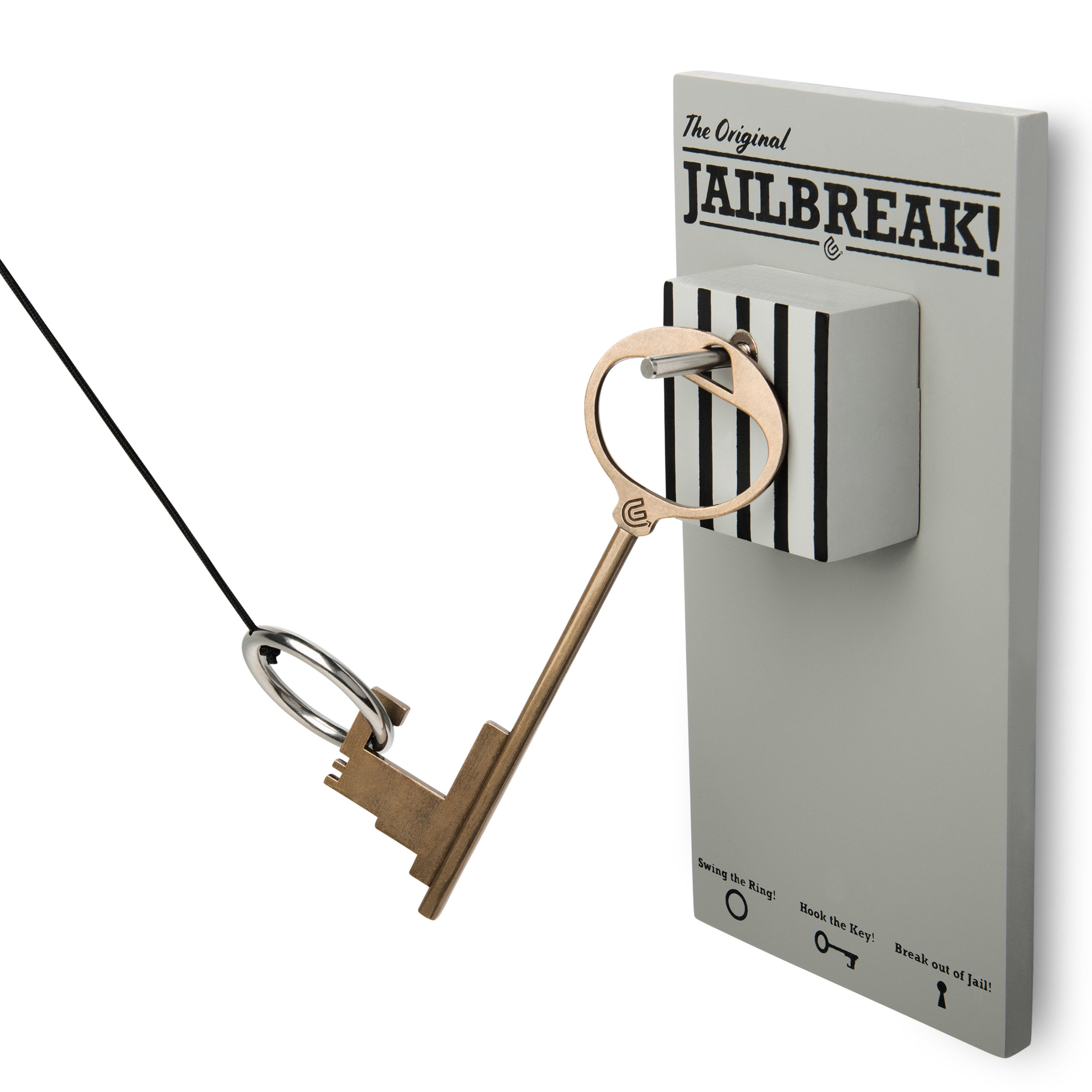 Jail Break Key Swing DIY Kit Stainless Steel Hardware and Nylon String Ring Toss Game Indoor – Outdoor for Endless Hours of Fun! (Jail Break Silver)