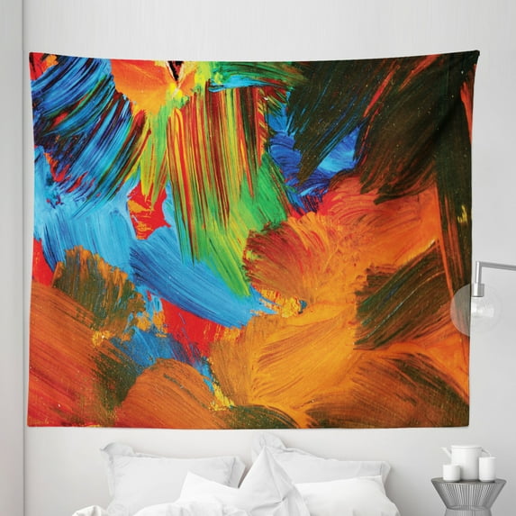 Colorful Tapestry, Watercolor Style Brush Strokes Composition Abstract Arrangement Modern Art Design, Fabric Wall Hanging Decor for Bedroom Living Room Dorm, 5 Sizes, Multicolor, by Ambesonne