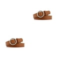 thumbnail image 4 of Sonducket Cinturón vaquero de cuero con hebilla redonda sin agujeros para mujer, Pin Vintage decorativo de PU para niñas, accesorios ajustables Marrón Hebilla redonda 2piezas, 4 of 6