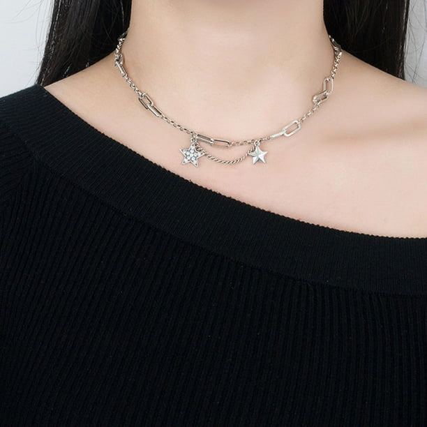 ✪ Pentagram Choker Necklace Material Star Pendant Necklace Star Pendant Choker Y2k Jewelry Gift for Hot Girl Women - Walmart.com