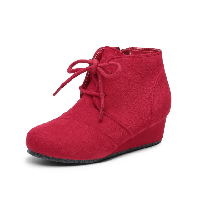 Botines DREAM PAIRS Tomson-K Rojos para Niñas con Cuña Baja 4
