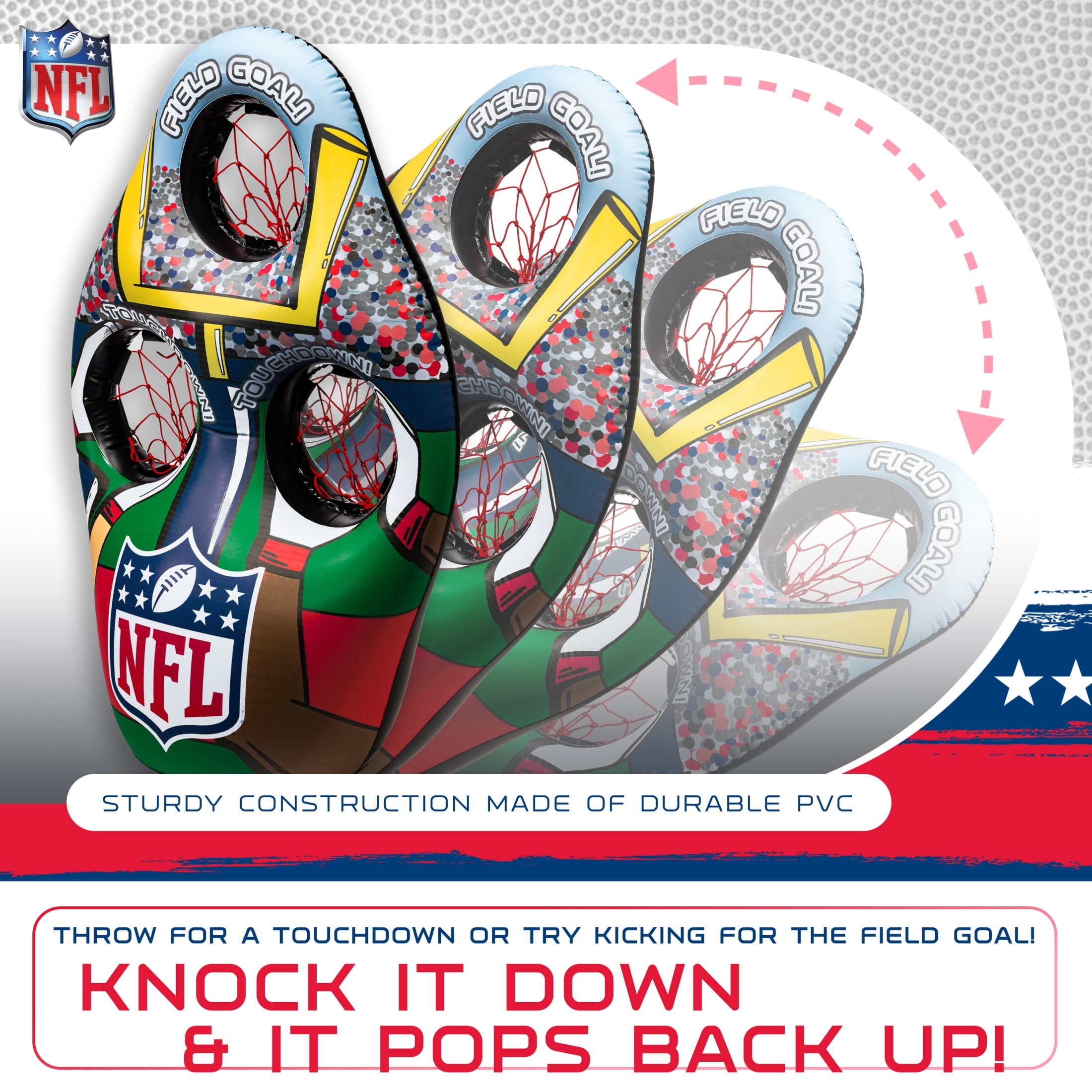 Franklin Sports NFL Inflatable Target Toss Game - Kids Mini Football Throwing Game Set - Portable Indoor + Outdoor Toy Football Target + Mini Footballs - 51"