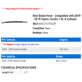 thumbnail image 2 of Rear Brake Hose - Compatible with 2009 - 2019 Toyota Corolla 1.8L 4-Cylinder 2010 2011 2012 2013 2014 2015 2016 2017 2018, 2 of 2