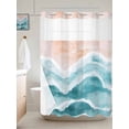 thumbnail image 6 of No Hook Shower Curtain with Snap in Liner, Blue Gradient Water Ripples Beach Waterproof Bath Curtain Double Layers with See Through Top Window, Abstract Ocean Waves Hotel Shower Curtains 60x72in, 6 of 9
