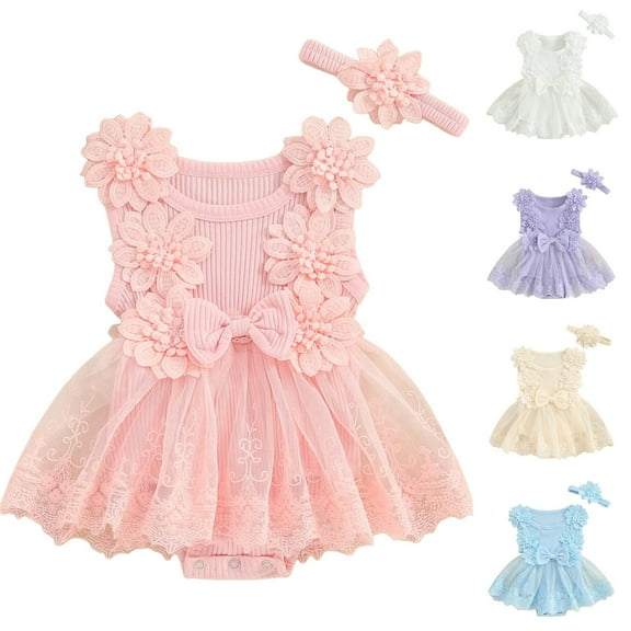 Dagaeig Baby Dresses Tulle Birthday Party Princess Dress Long Sleeve Lace Flower Tutu Romper Dress Fall ClothesBlue,3-6 Months