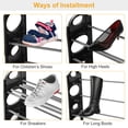 thumbnail image 4 of QXDRAGON 10-Tier 30-Pair Shoe Rack, Adjustable Steel & Plastic Shoe Rack for Home, Black & Silver, 4 of 9