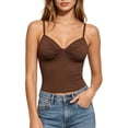 thumbnail image 4 of Noric Women's Summer Crop Tank Top Spaghetti Strap Sweetheart Neck Skinny Ruched Front Casual Sleeveless Camisole Tops, 4 of 7
