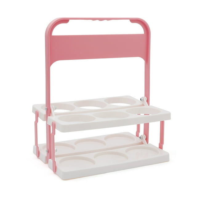 Porte-boisson et Vin en Plastique Pliable Bicolore : Support de Rangement Portable et Peu Encombrant pour Réunions en Plein Air, Bars KTV – Support de Boisson Multifonctionnel Durable et Élégant en Rose et Blanc