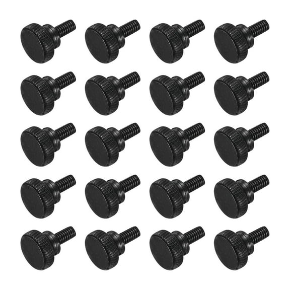 Uxcell M4x8mm Knurled Thumb Screws, Black Steel Flat Head Thumb Screws Zinc Plated Metric Knurled Head Bolts with Shoulder Grip Knobs Hand Tighten Thread Fasteners, 20 Pcs