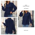 thumbnail image 2 of Dark Blue Polka Dot Puff Long Sleeve Shirt with Lapel and Single Breasted Style for Women - M, 2 of 6